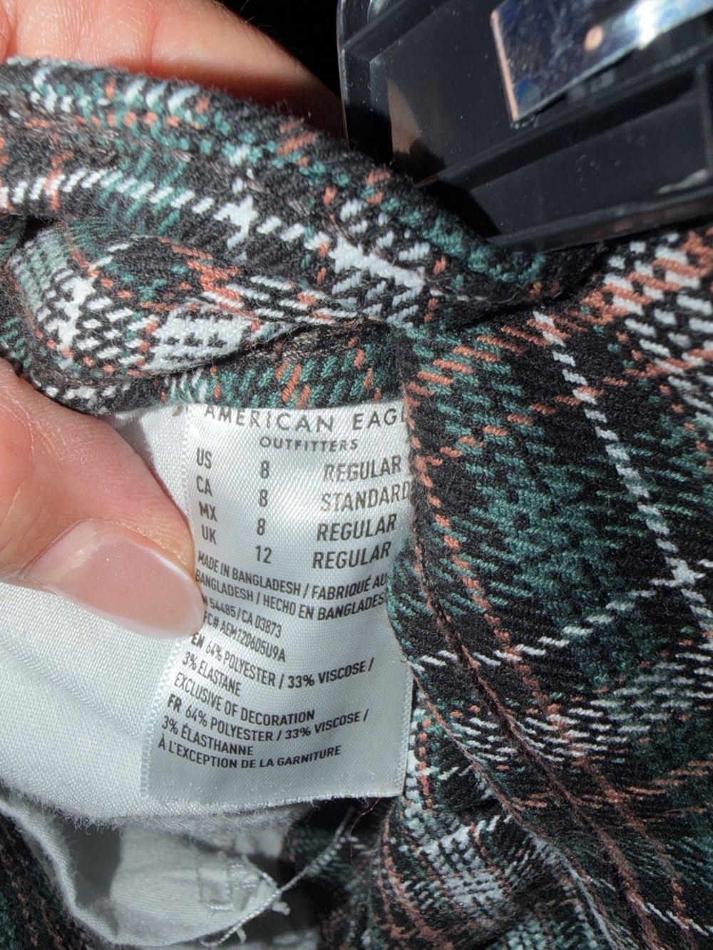 3/$25 ✨ American Eagle High Rise Skinny Plaid Stretch Trouser Pants Size 8 - Picture 5 of 7